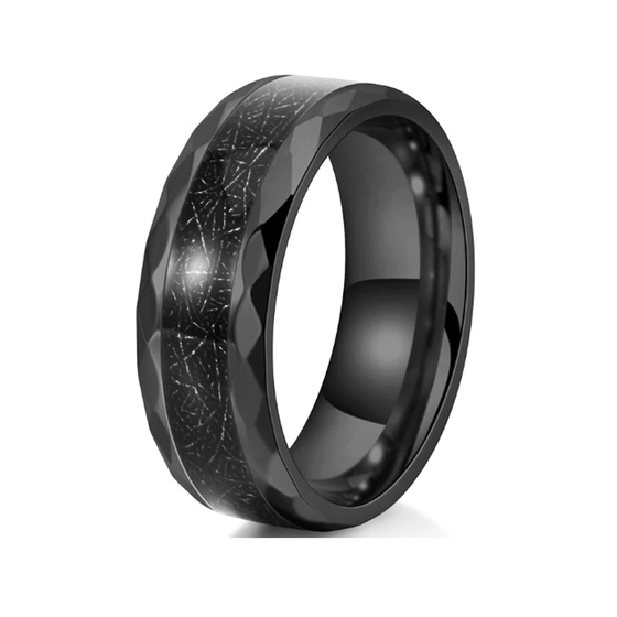 Obrączka ze Stali Szlachetnej z Czarną Aplikacją
