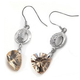 Kolczyki Srebrne z Pomarańczową Cyrkonią