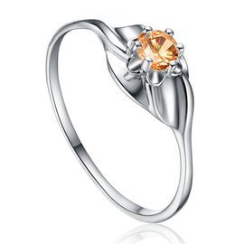 Srebrny Pierścionek z Pomarańczową Cyrkonią