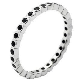 Srebrna Obrączka Wysadzana Czarnymi Cyrkoniami