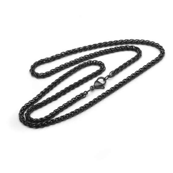 Czarny Łańcuszek ze Stali Szlachetnej Kłos dł.50cm
