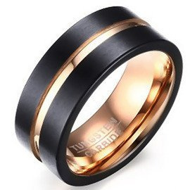 Czarna Obrączka z Wolframu Pokryta Różowym Złotem