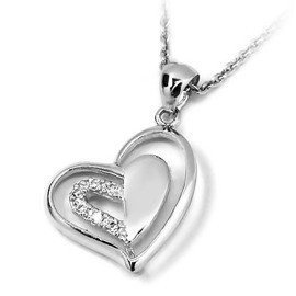 Zawieszka Srebrna Serce Białe Cyrkonie