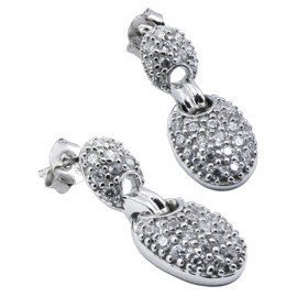 Srebrne Kolczyki Wkrętki z Białymi Cyrkoniami