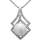 Srebrna Zawieszka z Białą Perłą i Cyrkoniami