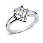 Pierścionek Srebrny Serce z Brylantową Cyrkonią