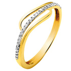 Złoty Pierścionek Przeplatany Brylantami 0.15ct