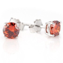 Kolczyki Srebrne z Czerowną Cyrkonią Wkrętki 5mm