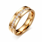 Złota Obrączka z Cyrkoniami ze Stali Szlachetnej