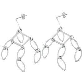 Srebrne Kolczyki Długie Wiszące Owalne