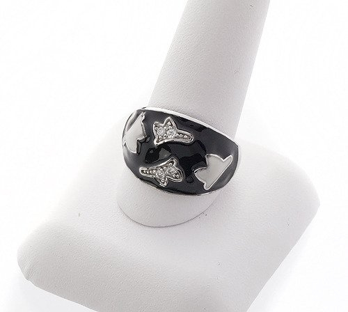 Srebrny Pierścionek Czarna Szeroka Obrączka
