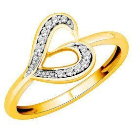 Złoty Pierścionek w Kształcie Serca z Brylantami