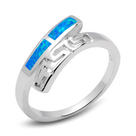 Srebrny Pierścionek z Opalem Wzór Grecki