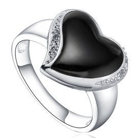 Srebrny Pierścionek z Czarnym Sercem