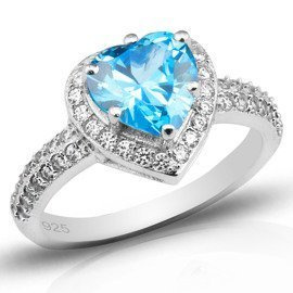 Pierścionek Srebrny z Błękitnym Sercem