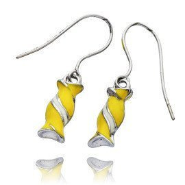 Srebrne Kolczyki Żółte Cukierki