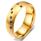 Złota Obrączka ze Stali z Czarnymi Kamieniami 