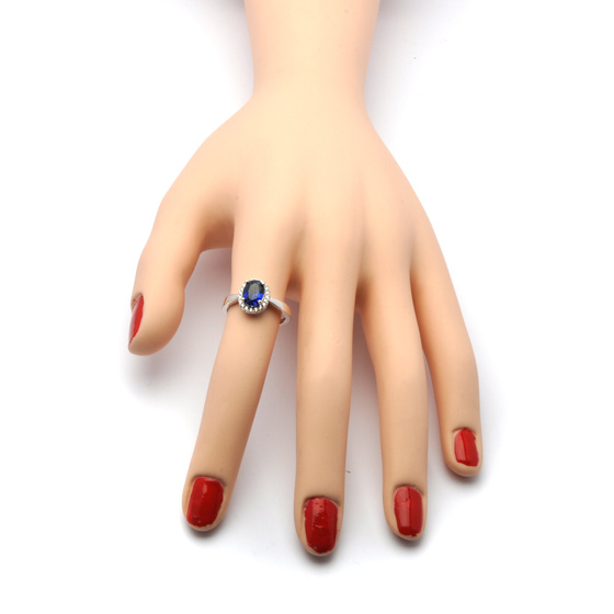 Pierścionek Srebrny Markiza z Szafirową Cyrkonią