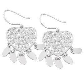 Kolczyki Srebrne Serce Ażurowe Rodowane