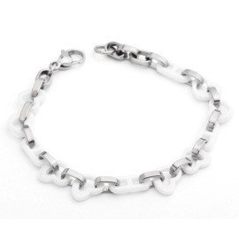 Bransoletka z Biała Ceramiką z Serduszkami