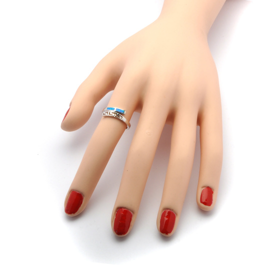 Srebrny Pierścionek z Opalem Wzór Grecki