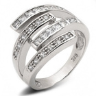 Szeroka Srebrna Obrączka z Białymi Cyrkoniami