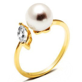 Pierścionek Srebrny Pozłacany Złotem z Białą Perłą