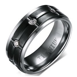 Czarna Obrączka z Tytanu z Cyrkoniami