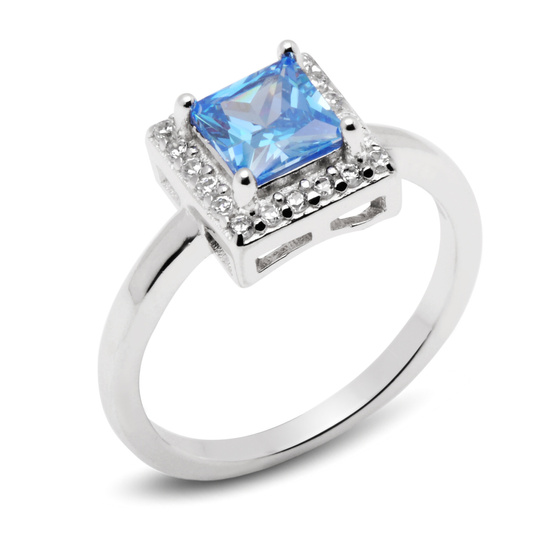 Pierścionek Srebrny z Błękitną Cyrkonią
