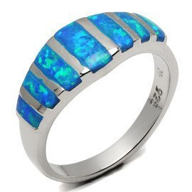 Pierścionek Srebrny z Błękitnymi Opalami