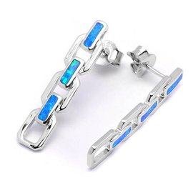 Srebrne Kolczyki z Niebieskim Opalem