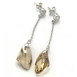 Srebrne kolczyki jasno pomarańczowe cyrkonie