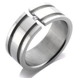 Obrączka z Cyrkonią Stal Szlachetna
