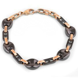 Bransoletka z Czarną Ceramiką i Stal Szlachetna