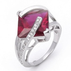 Pierścionek Srebrny z Dużą Rubinową Cyrkonią