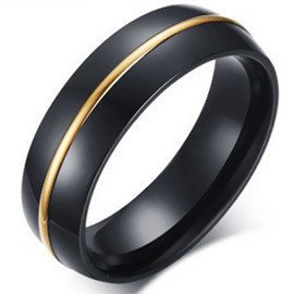 Czarna Obrączka ze Stali Chirurgicznej ze Złotym