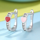 Srebrne Kolczyki z Czerwonym i Różowym Sercem