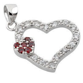 Srebrna Zawieszka Czerwone i Białe 2 Serca