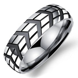 Obrączka ze Stali Szlachetnej z Czarnym Zdobieniem