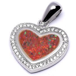 Srebrna Zawieszka Czerwone Serce z Opalem