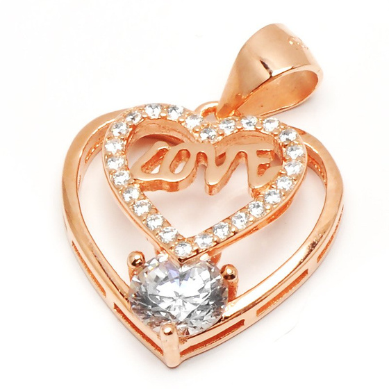 Srebrna Zawieszka Serduszko Pokryte Złotem