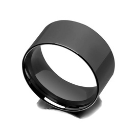 Szeroka Czarna Obrączka ze Stali Chirurgicznej