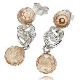 Srebrne Kolczyki z Pomarańczowymi Kulkami