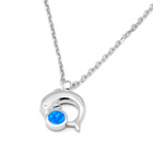 Srebrny Naszyjnik Delfin z Niebieskim Opalem