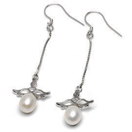 Srebrne Kolczyki Wiszące z Perłami