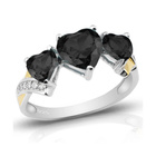 Pierścionek Srebrny Trzy Czarne Serca