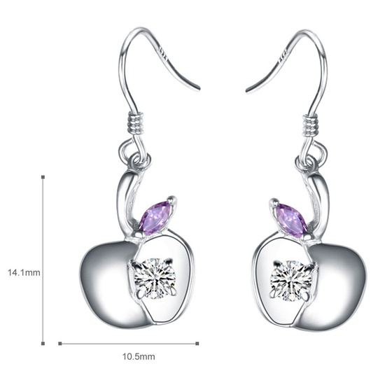 Srebrne Kolczyki Jabłuszka z Cyrkonią