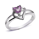 Pierścionek Srebrny Serce w Kolorze Ametystu