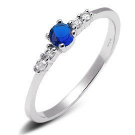Srebrny Pierścionek z Szafirową Cyrkonią