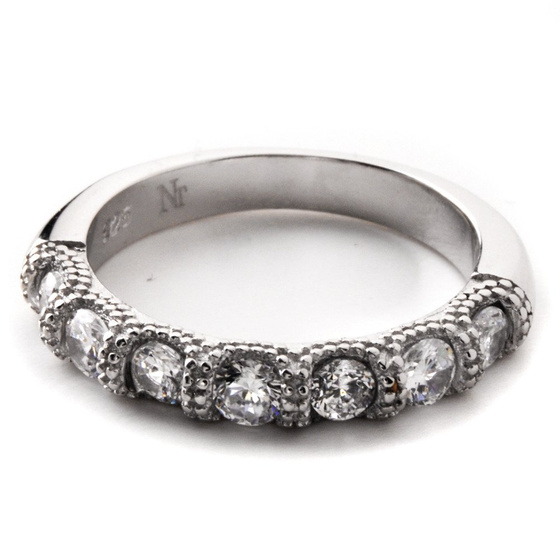 Srebrna Obrączka Wysadzana Cyrkoniami